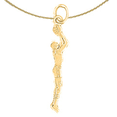 14K or 18K Gold Basketball Player Pendant