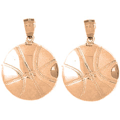 14K or 18K Gold 26mm Basketball Earrings