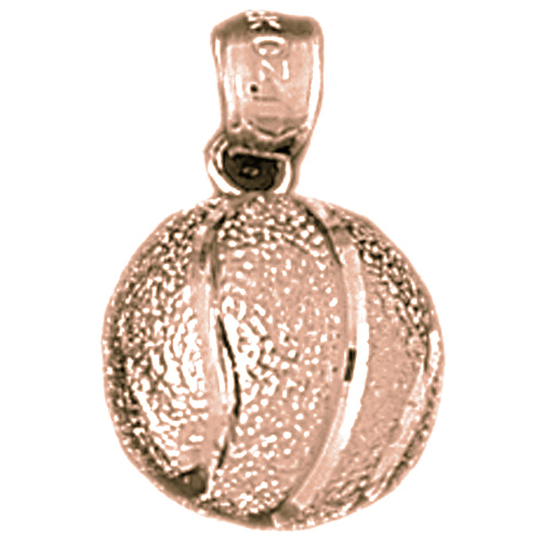 10K, 14K or 18K Gold 3D Basketball Pendant