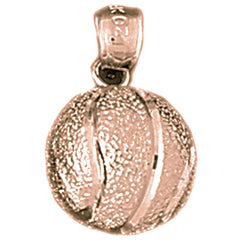 10K, 14K or 18K Gold 3D Basketball Pendant