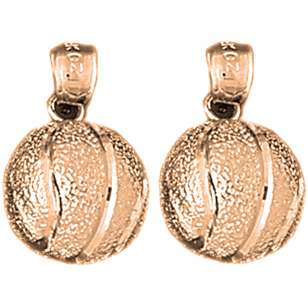 14K or 18K Gold 19mm 3D Basketball Earrings