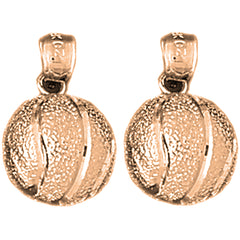 14K or 18K Gold 19mm 3D Basketball Earrings