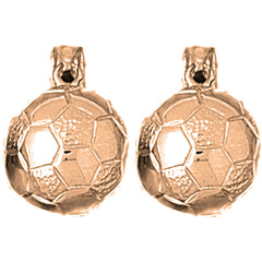 14K or 18K Gold 19mm 3D Soccer Ball Earrings