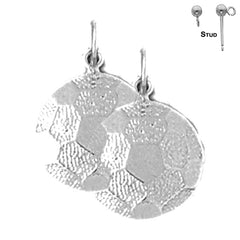 Sterling Silver 19mm Soccer Ball Earrings (White or Yellow Gold Plated)