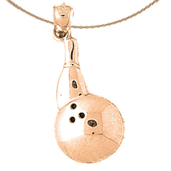 10K, 14K or 18K Gold Bowling Pin And Ball Pendant