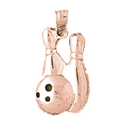 14K or 18K Gold Bowling Pin And Ball Pendant