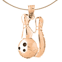 14K or 18K Gold Bowling Pin And Ball Pendant