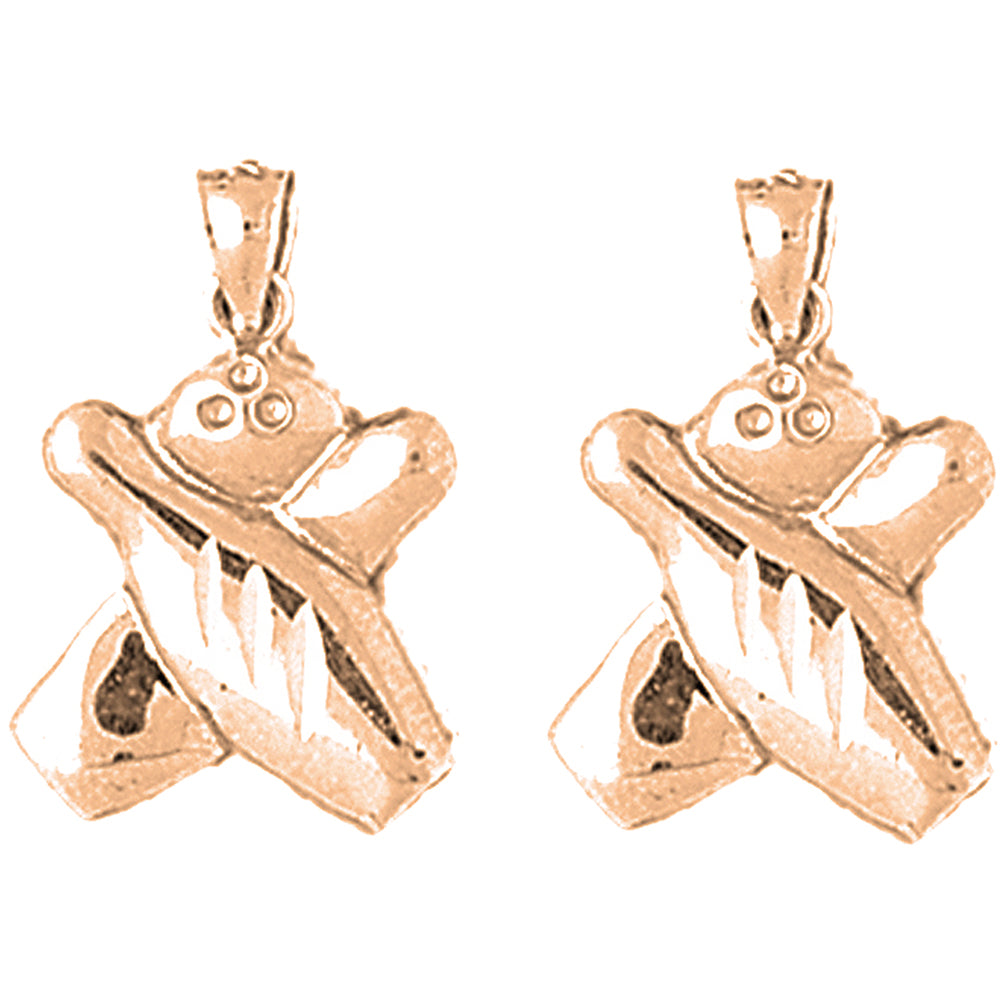 14K or 18K Gold 22mm Bowling Pin And Ball Earrings