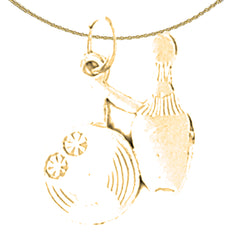 Colgante de bolos y bola de oro de 14 quilates o 18 quilates