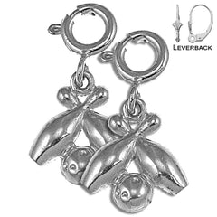 Pendientes de bola y bolo de plata de ley de 15 mm (chapados en oro blanco o amarillo)