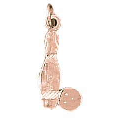 14K or 18K Gold Bowling Pin And Ball Pendant