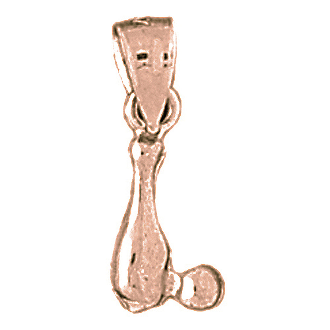 14K or 18K Gold 3D Bowling Pin And Ball Pendant