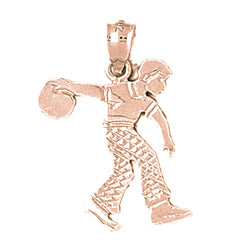 14K or 18K Gold Bowling Player Pendant