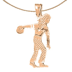 14K or 18K Gold Bowling Player Pendant