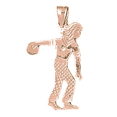 14K or 18K Gold Bowling Player Pendant