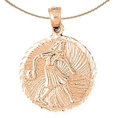 10K, 14K or 18K Gold Bowling Player Pendant