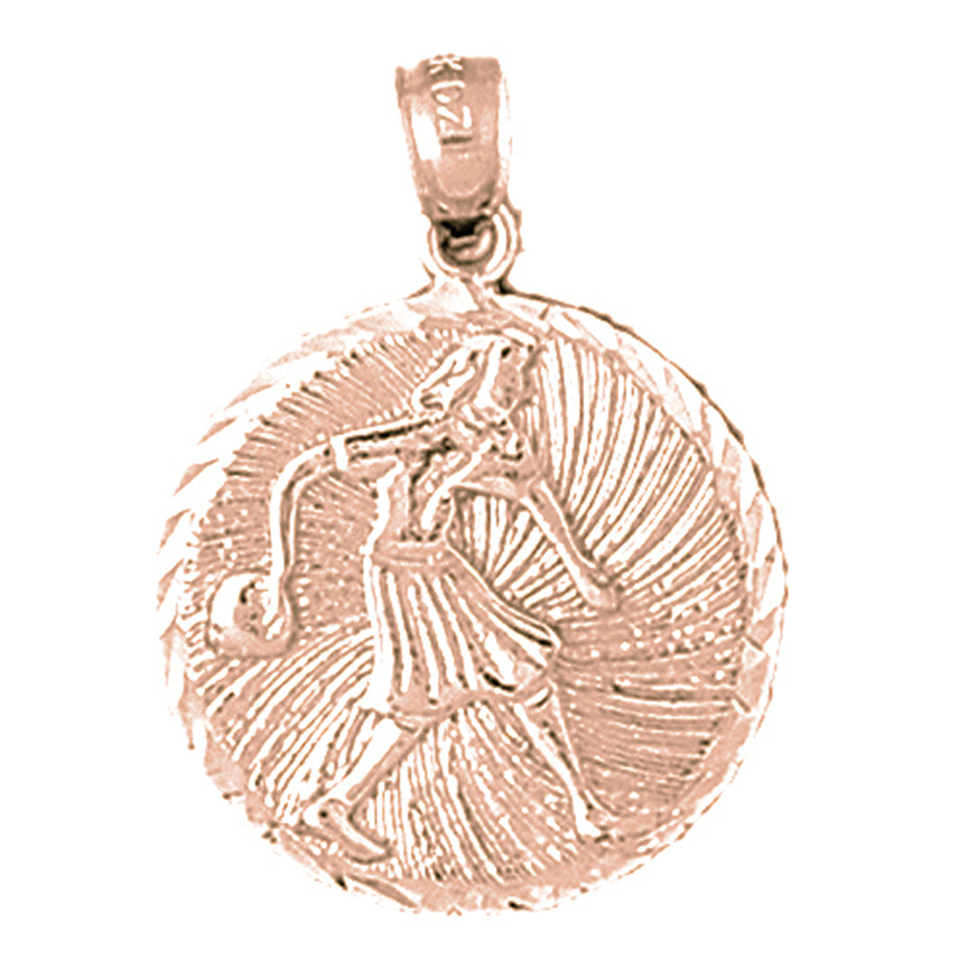 10K, 14K or 18K Gold Bowling Player Pendant