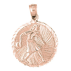 10K, 14K or 18K Gold Bowling Player Pendant