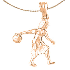 14K or 18K Gold Bowling Player Pendant