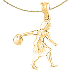 14K or 18K Gold Bowling Player Pendant