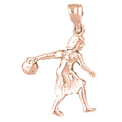 14K or 18K Gold Bowling Player Pendant