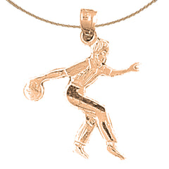 14K or 18K Gold Bowling Player Pendant
