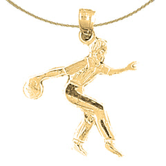 14K or 18K Gold Bowling Player Pendant