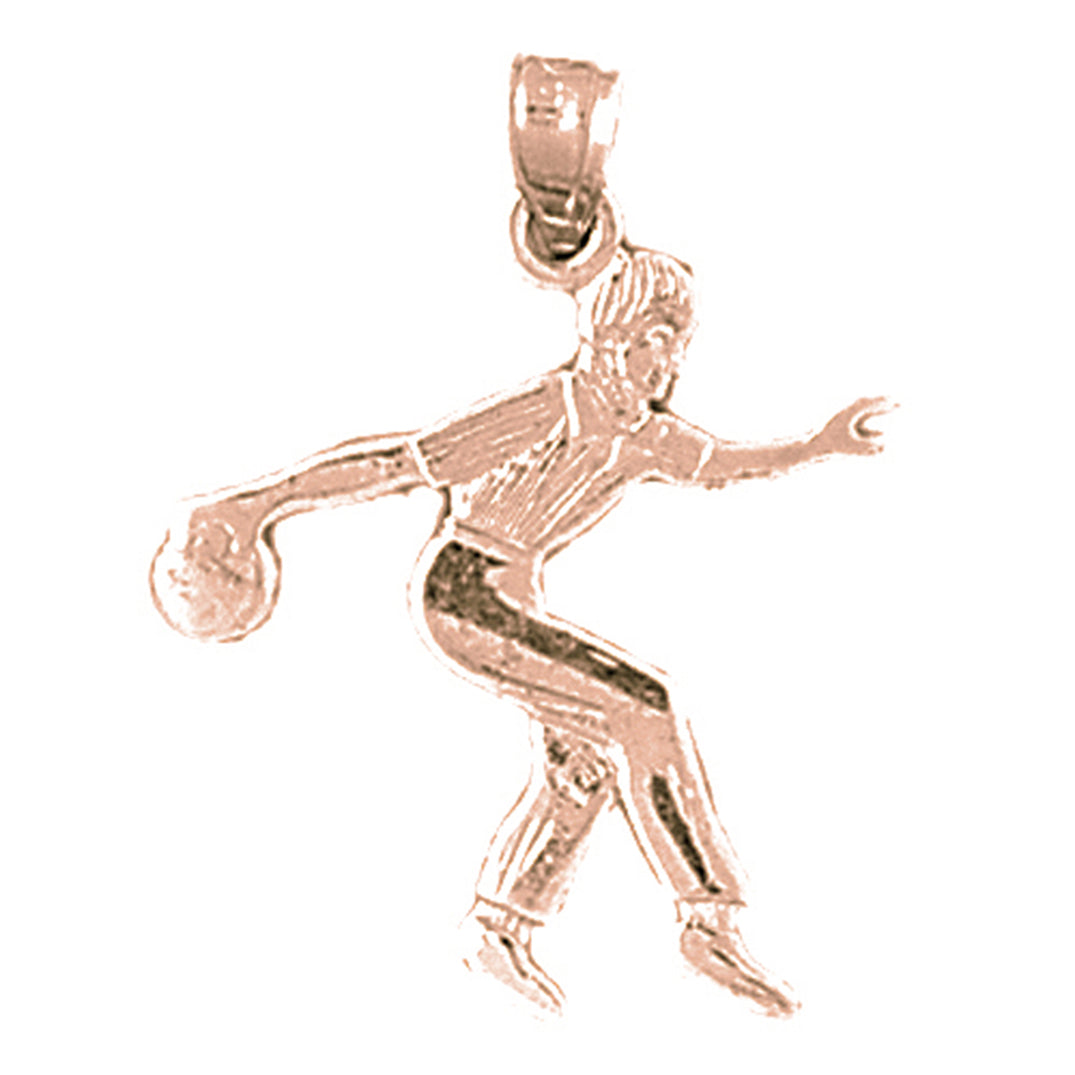 14K or 18K Gold Bowling Player Pendant