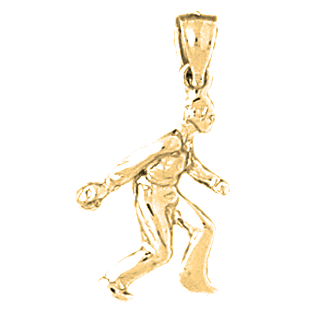 14K or 18K Gold Bowling Player Pendant