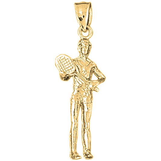 10K, 14K or 18K Gold 3D Tennis Player Pendant