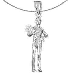 10K, 14K or 18K Gold 3D Tennis Player Pendant