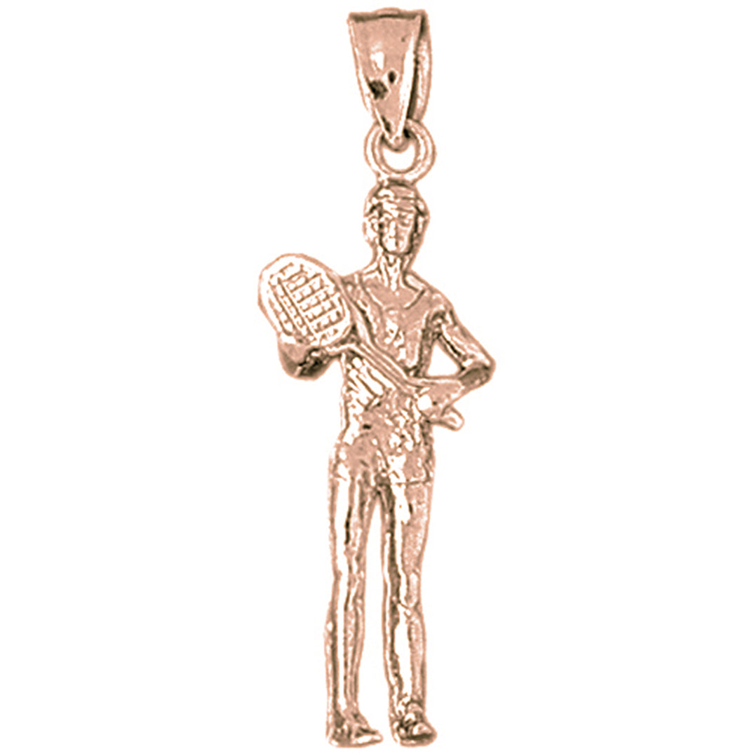 10K, 14K or 18K Gold 3D Tennis Player Pendant