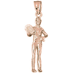10K, 14K or 18K Gold 3D Tennis Player Pendant