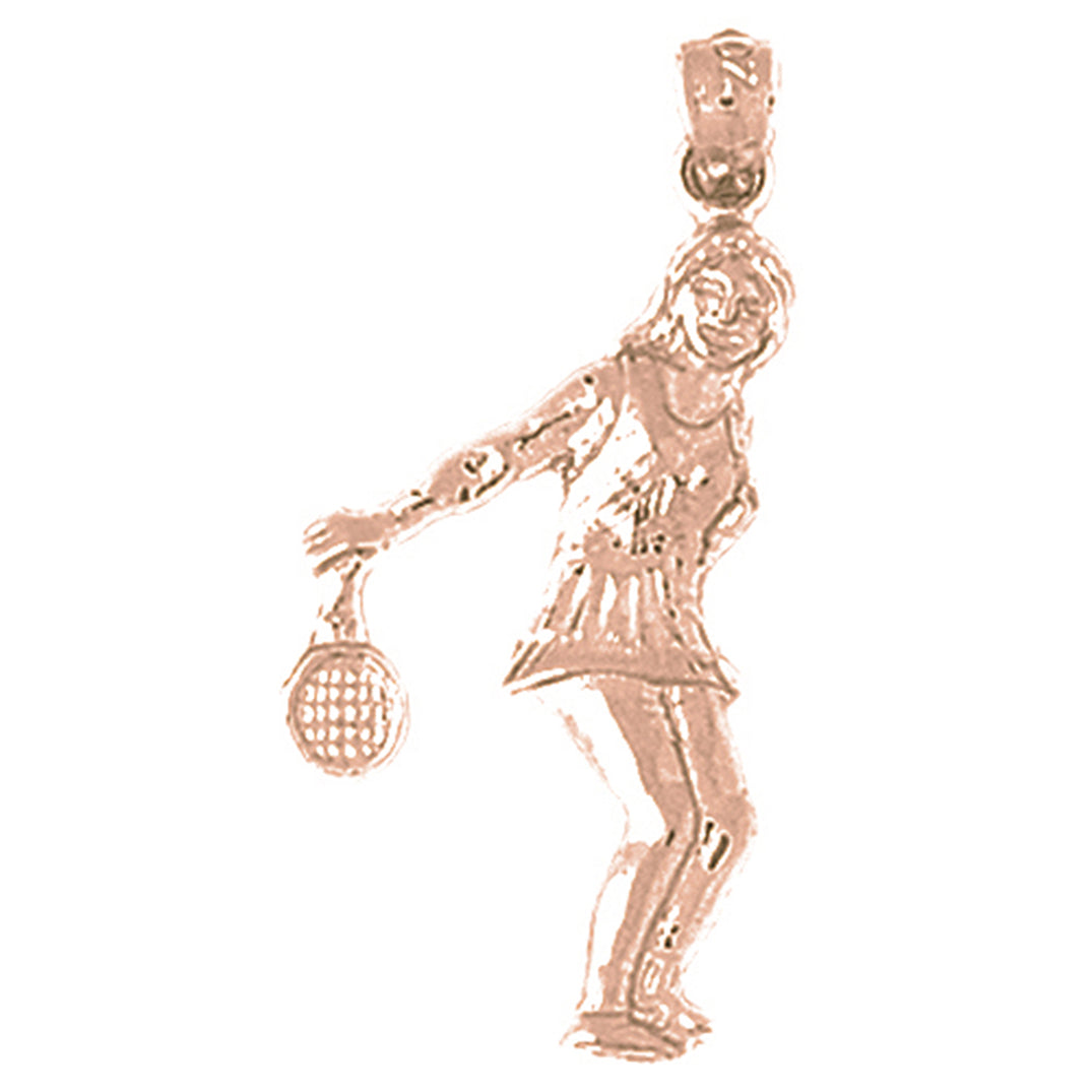 14K or 18K Gold Tennis Player Pendant