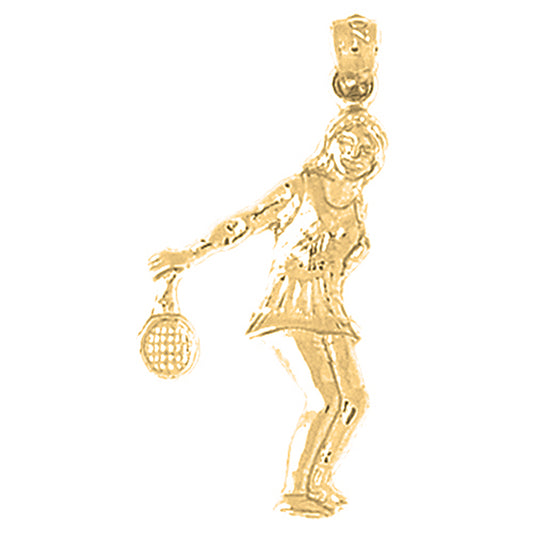 14K or 18K Gold Tennis Player Pendant