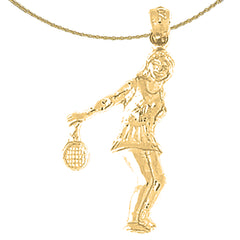 Tennisspieler-Anhänger aus 14 Karat oder 18 Karat Gold