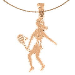 14K or 18K Gold Tennis Player Pendant