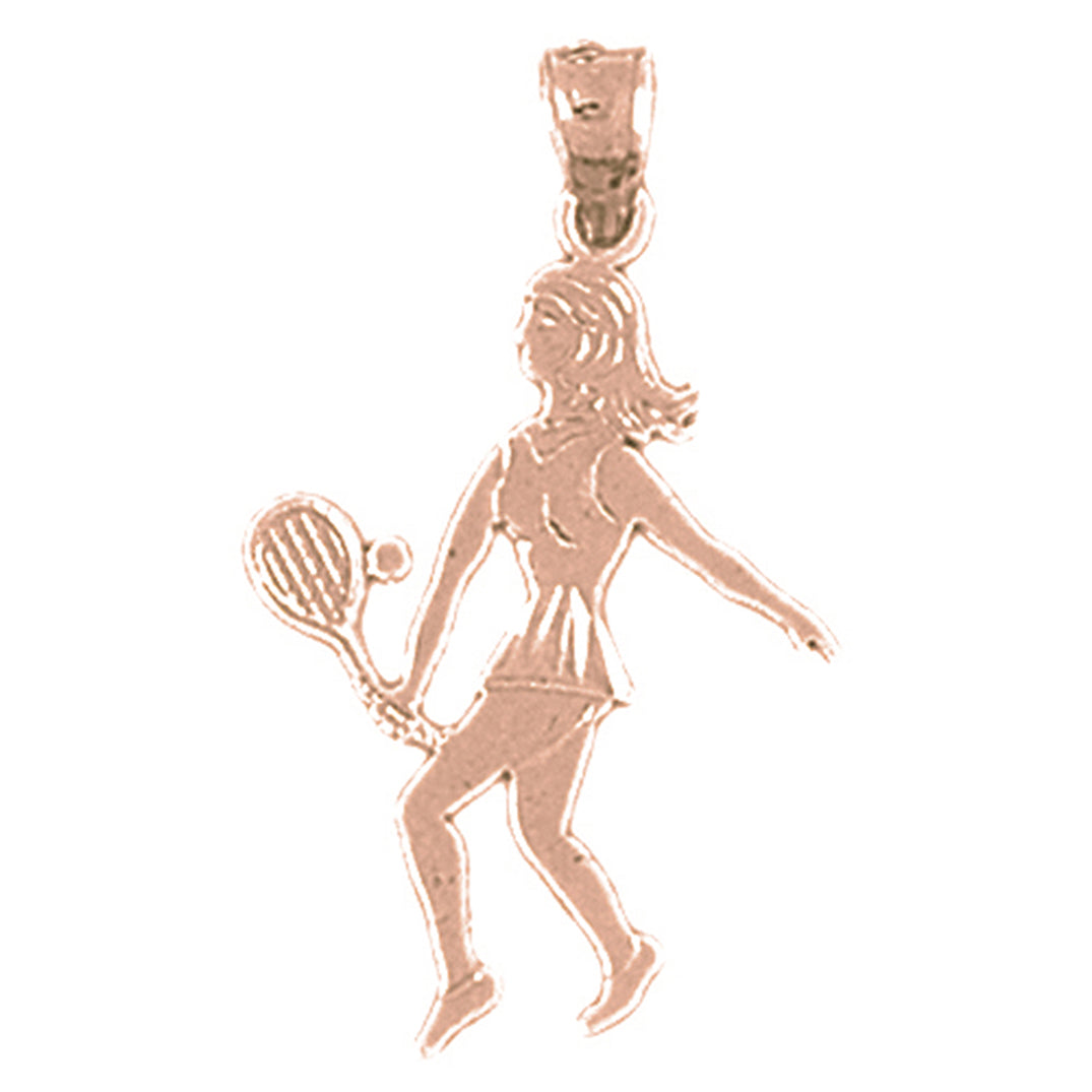 14K or 18K Gold Tennis Player Pendant
