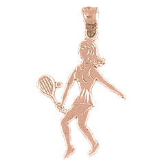 14K or 18K Gold Tennis Player Pendant