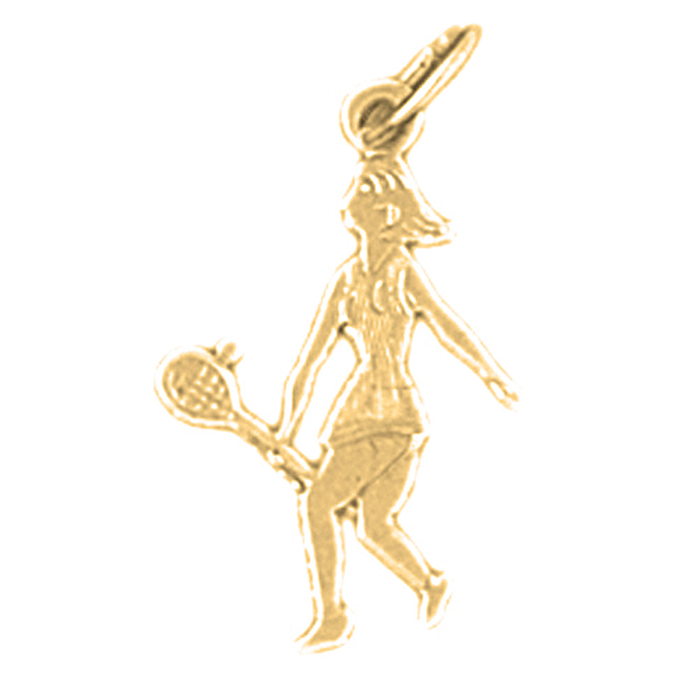 14K or 18K Gold Tennis Player Pendant
