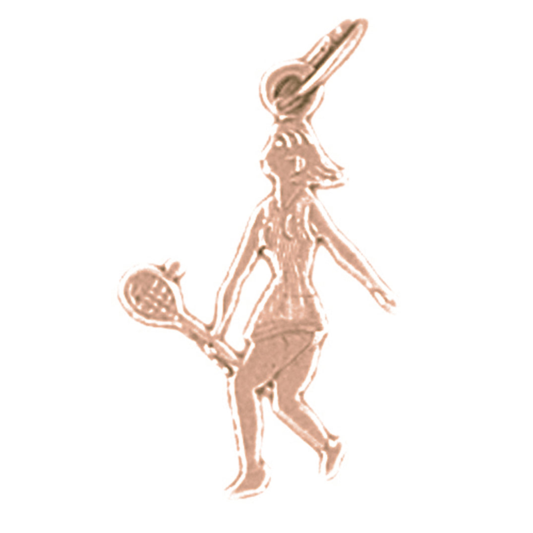 14K or 18K Gold Tennis Player Pendant
