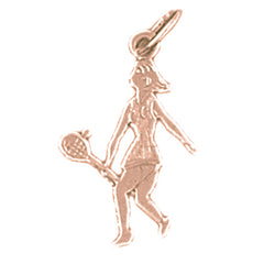 14K or 18K Gold Tennis Player Pendant