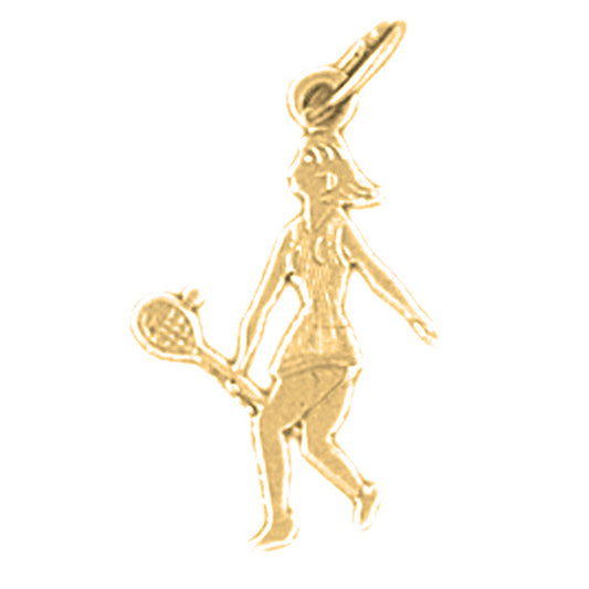 14K or 18K Gold Tennis Player Pendant