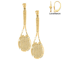 Sterling Silver 50mm Tennis Racquets Earrings (White or Yellow Gold Plated)