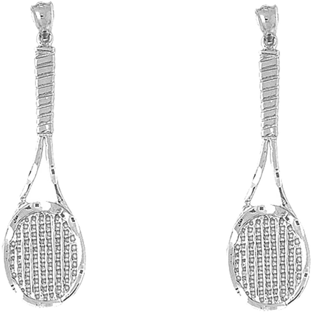 Sterling Silver 50mm Tennis Racquets Earrings