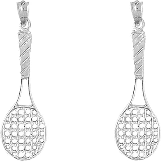 Sterling Silver 44mm Tennis Racquets Earrings