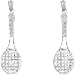 Sterling Silver 44mm Tennis Racquets Earrings