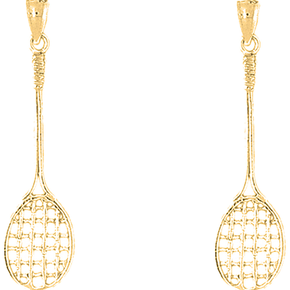 Yellow Gold-plated Silver 44mm Tennis Racquets Earrings