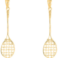 Yellow Gold-plated Silver 44mm Tennis Racquets Earrings