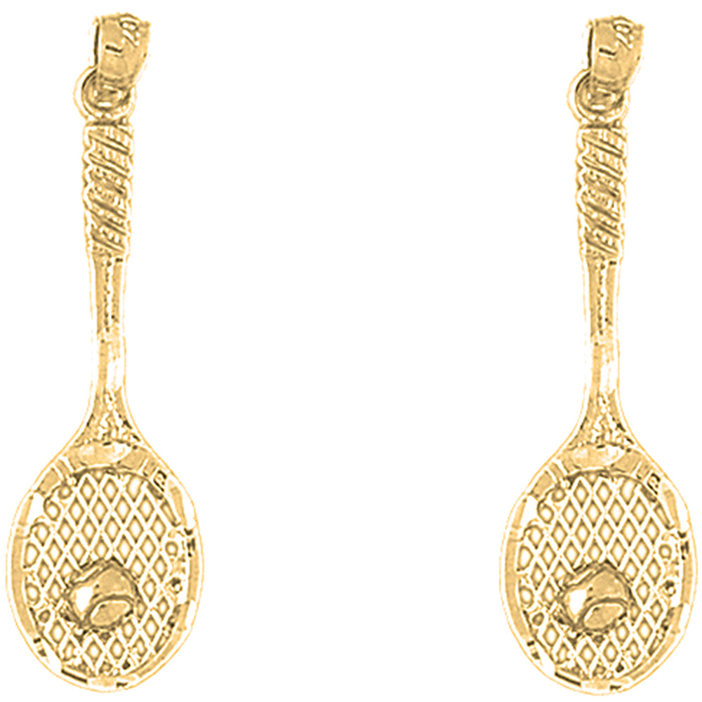 Yellow Gold-plated Silver 39mm Tennis Racquets Earrings